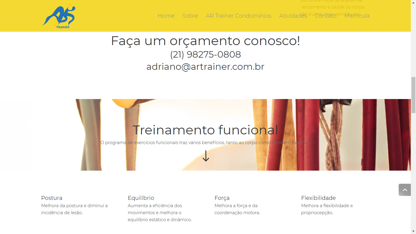 AR Trainer - site tela treinamento funcional